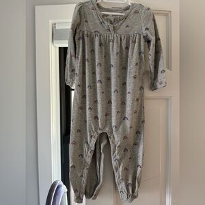 Gray Long Sleeve Baby Romper with Rainbow Print